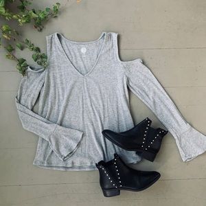 STORE CLOSING FINAL SALE ✨ SO Cold Shoulder Swing Sweater